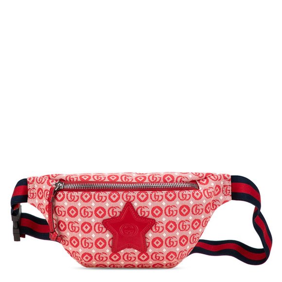 Gucci Children's GG Logo Star Body Bag/Waist Bag 502095 Red Canvas and Leathe... - Picture 1 of 10